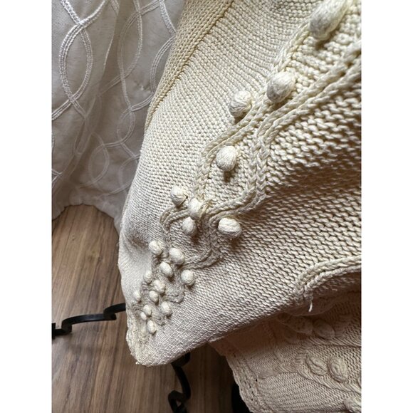 VTG 90s Artsy Embroidered M Cable  Knit Sweater Portrait Collar Coquette read - Picture 13 of 14